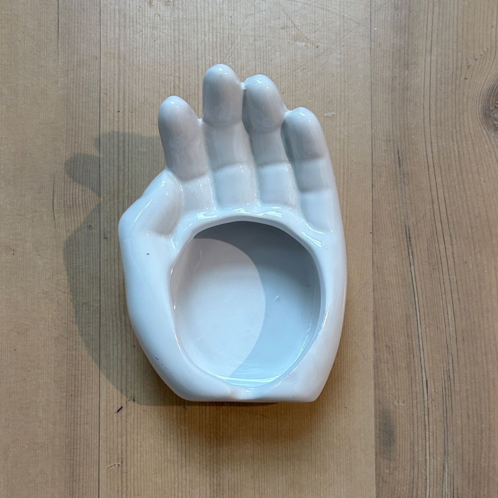 Urban Outfitters White Ceramic Hand Trinket Dish - Decorative Home Art